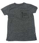 Tmavošedé melírované tričko s nápisem a zipem Primark