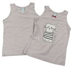 2x - Světlefialová košilka + světlefialová košilka s kočičkou Dopodopo