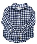 Tmavomodro-světlemodrá kostkovaná flanelová košile Zara