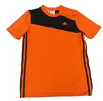 Oranžovo-černé sportovní tričko s logem Adidas