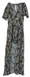 Dámský černo-okrovo-bílý vzorovaný kraťasový overal se sukní Primark 