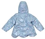 Modrá metalická šusťáková zimní bunda s kapucí zn. M&Co.