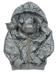 Stříbrná šusťáková jarní zateplená bunda s kapucí H&M