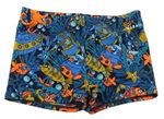 Tmavomodro-barevné vzorované nohavičkovné plavky Nabaiji