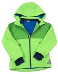 Křiklavě zeleno-tmavozelená softshellová bunda s odepínací kapucí H&M
