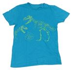 Tyrkysové melírované tričko s kostrami dinosaurů Next