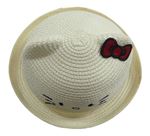 Smetanový slaměný klobouk s Hello Kitty 