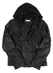 Černá koženková bunda s teplákovou kapucí H&M