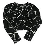 Černo-bílé vzorované crop triko Shein