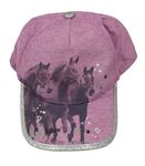Růžová plátěná kšiltovka s koníky Yigga