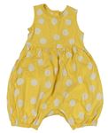Žlutý puntíkatý bavlněný kraťasový overal M&S