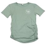Zelenošedé žebrované tričko s nápisem Primark