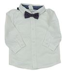 2set - Bílá košile + pruhovaný motýlek H&M