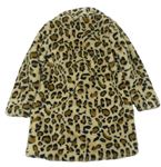 Béžový kožešinový zateplený kabát s leopardím vzorem zn. Tu