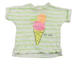 Bílo-zelené pruhované tričko se zmrzlinou M&Co.