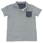 Tmavomodro-šedé vzorované polo tričko Next