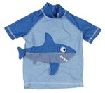 Modro-světlemodré melírované UV tričko se žralokem Next