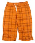 Oranžové kostkované plátěné crop kalhoty Yigga
