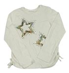 Bílé triko s hvězdičkami z flitrů Nutmeg