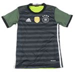 Tmavošedo-khaki pruhované fotbalové funkční tričko - Deutschland Adidas