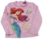 Růžové UV triko s Ariel Disney 