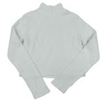 Bílý žebrovaný crop lehký svetrový svetr s rolákem Matalan
