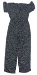 Černý puntíkatý lehký kalhotový overal s květy H&M