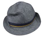 Tmavomodro-bílý slaměný klobouk Topolino