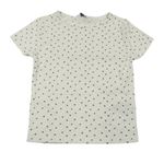 Krémové žebrované puntíkované tričko Primark