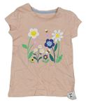 Světlerůžové tričko s kytičkami Mothercare 