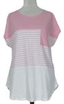 Dámské bílo-růžové pruhované volné tričko TU 