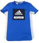 Cobaltově modro-bílé funkční sportovní tričko Adidas