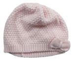 Růžová pletená čepice s mašlí H&M