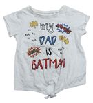 Bílé tričko s nápisem a netopýry - Batman Next