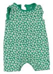 Zelený bavlněný kraťasový overal s kytičkami F&F