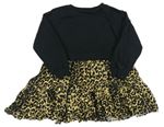 Černé teplákové šaty s lehkou leopardí sukní Next