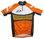 Oranžovo-bílo-medovo-černé funkční cyklistické tričko s nápisy 
