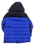 Černo-modrá šusťáková zimní bunda s kapucí zn. Sinsay