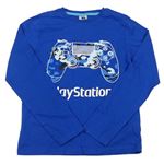 Modré triko s potiskem Play Station 