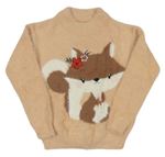 Lososový chlupatý svetr s veverkou C&A