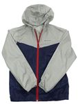 Tmavomodro-šedá funkční šusťáková bunda s kapucí Decathlon