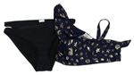 2set- Tmavomodrá plavková podprsenka s mušlemi + Černé plavkové kalhotky H&M