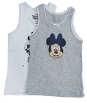 2x - Košilka s Minnie a mašlíičkou - Bílá, šedá melírovaná Disney