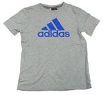 Šedé melírované tričko s logem Adidas