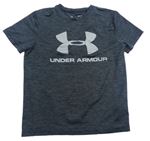 Antracitovo-černé melírované sportovní funkční tričko s logem Under Armour