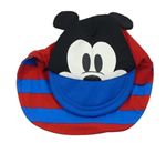 Černo-modro-červená pruhovaná UV čepice s Mickey Disney