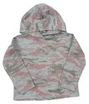 Šedo-růžové army úpletové triko s kapucí M&Co.