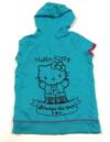 Modrozelená mikinová propínací vesta s Hello Kitty a kapucí zn. Sanrio+George