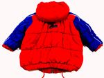 Červeno-modrá šusťáková zimní bunda s výšivkou 