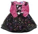 Kostým - Růžovo-černé sametovo/tylové šaty s Pepinou a hvězdami